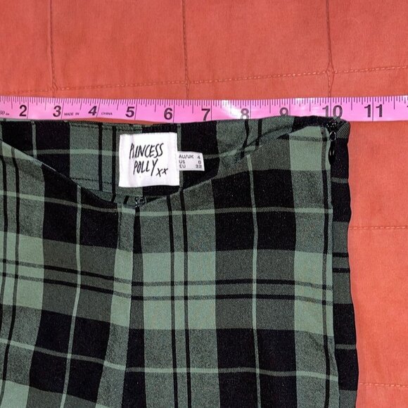 Princess Polly Green & Black Plaid High-Waisted Women's Pants Size 0 - Picture 8 of 14